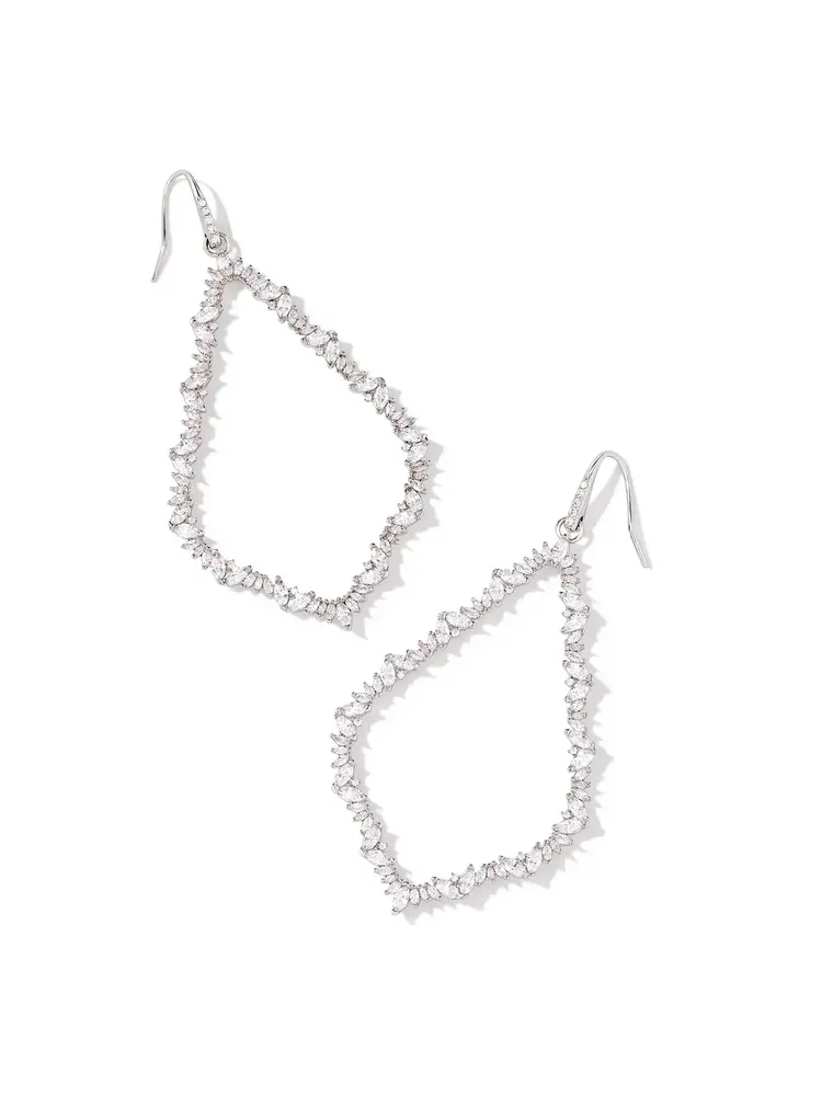Kendra Scott Sophee Crystal Open Frame Earring Rhodium White Crystal
