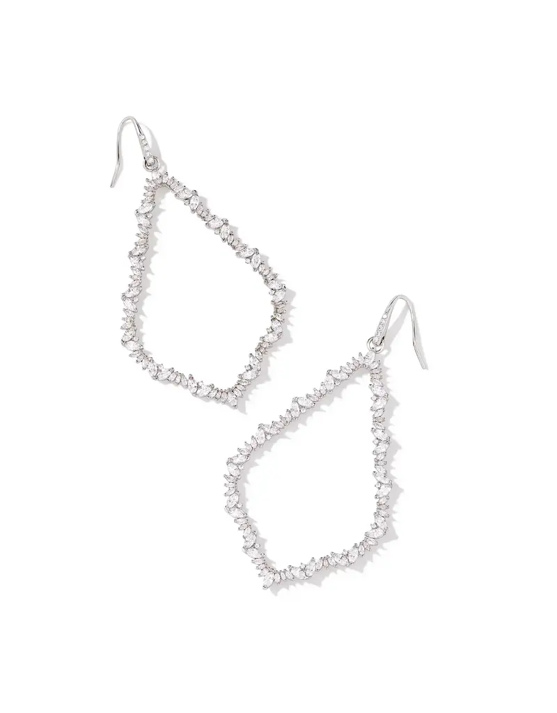 Kendra Scott Sophee Crystal Open Frame Earring Rhodium White Crystal