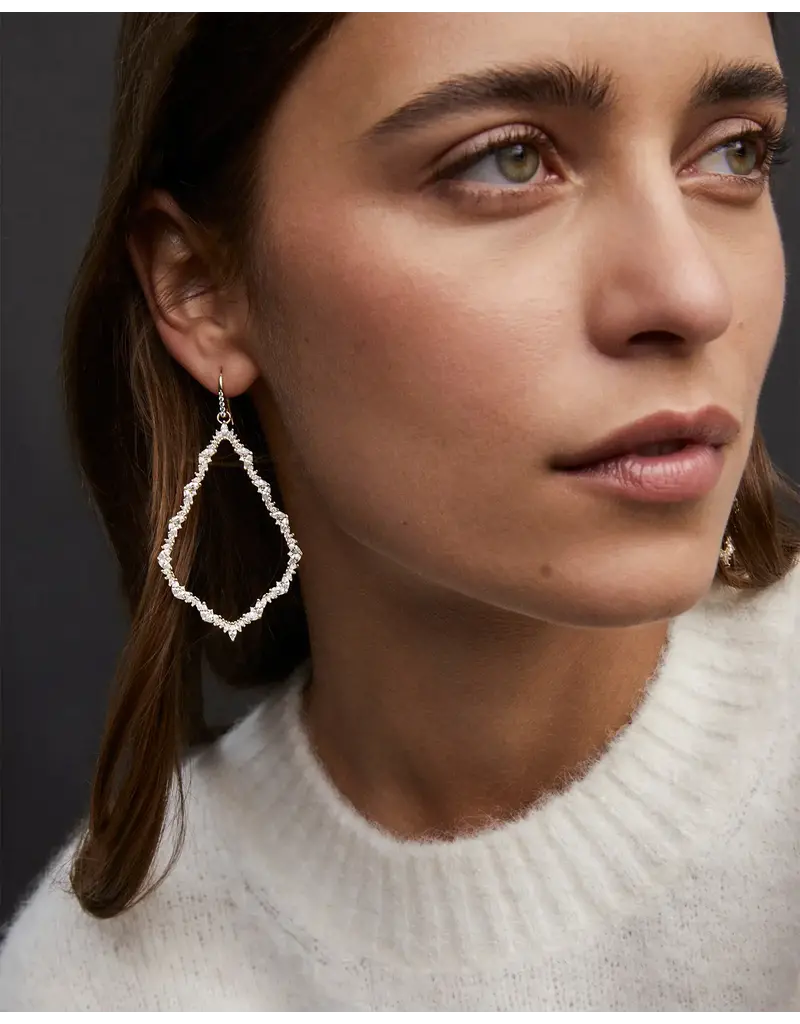 Kendra Scott Sophee Crystal Open Frame Earring Rhodium White Crystal