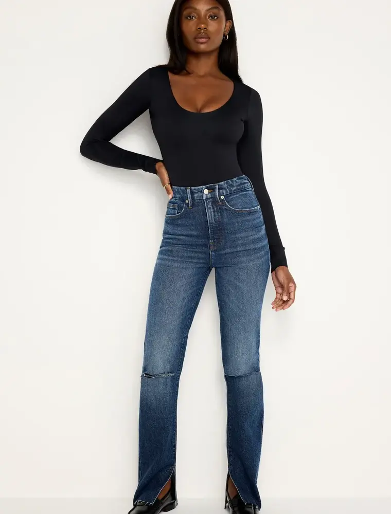 Good American Good Boy Jeans with Inseam Slit