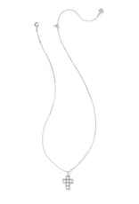 Kendra Scott Pearl Cross Pendant Necklace Rhodium White Pearl