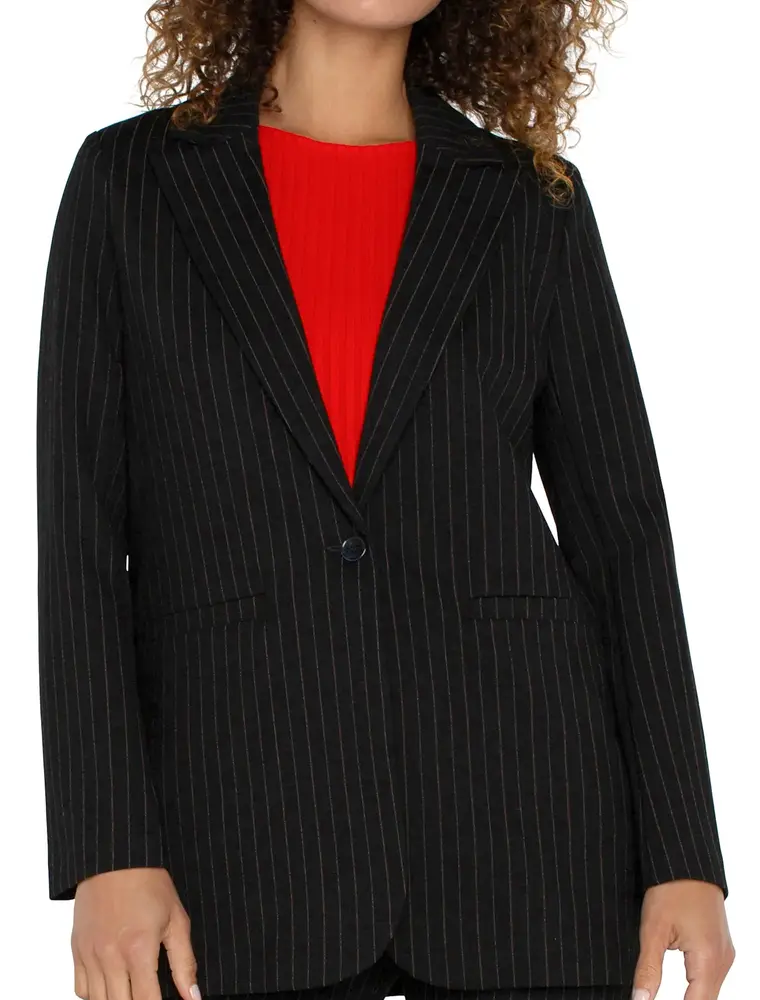 Liverpool Pinstripe Button Front Boyfriend Blazer
