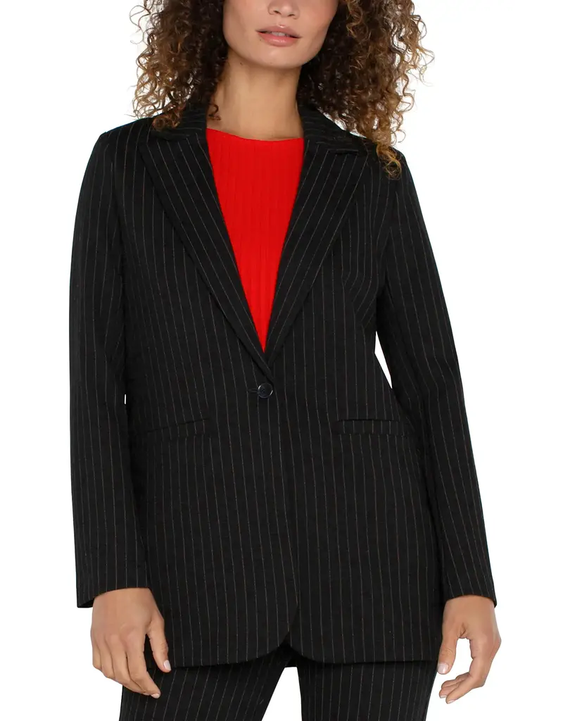 Liverpool Pinstripe Button Front Boyfriend Blazer