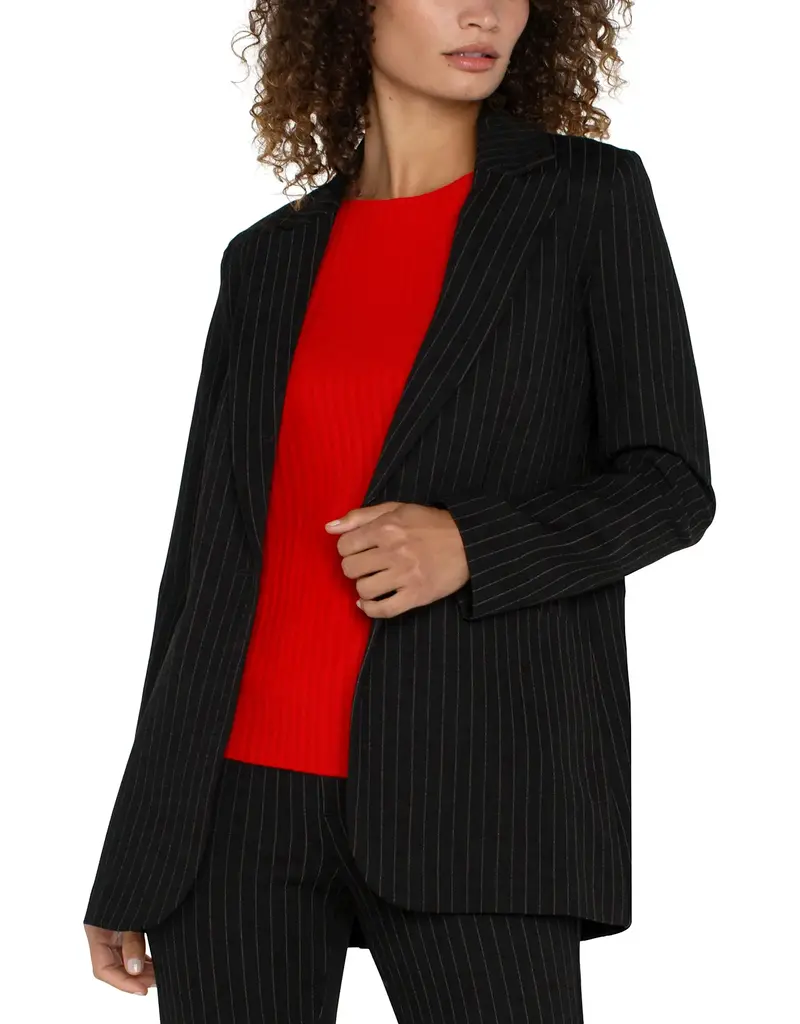 Liverpool Pinstripe Button Front Boyfriend Blazer