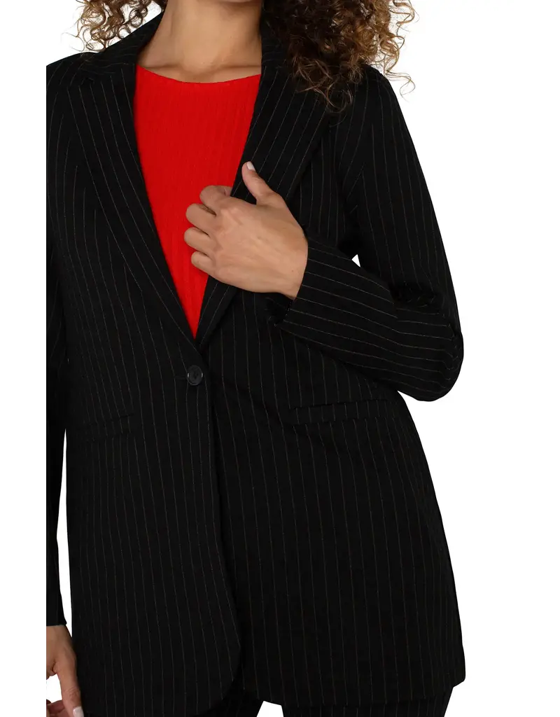 Liverpool Pinstripe Button Front Boyfriend Blazer