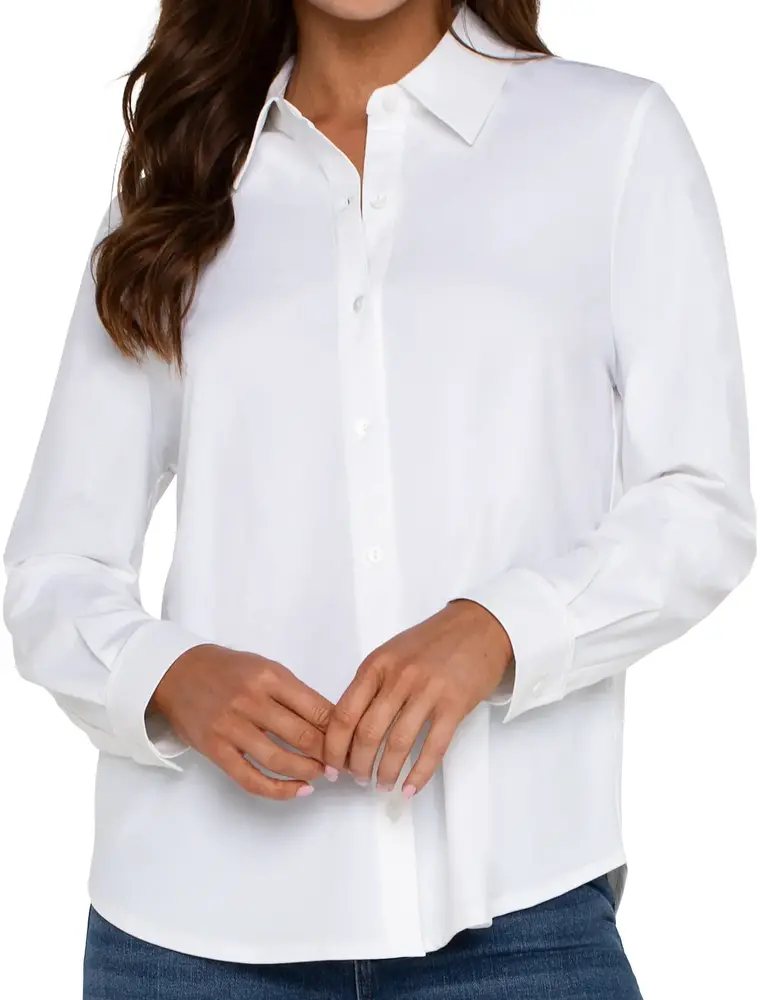 Liverpool Long Sleeve Button Front Knit Shirt
