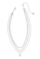 Kendra Scott Mini Elisa Triple Strand Necklace Rhodium Iridescent Drusy