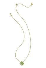 Kendra Scott Clover Short Pendant Necklace Rhodium Lime Green Mgnst