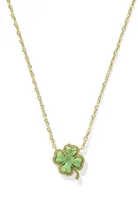 Kendra Scott Clover Short Pendant Necklace Rhodium Lime Green Mgnst