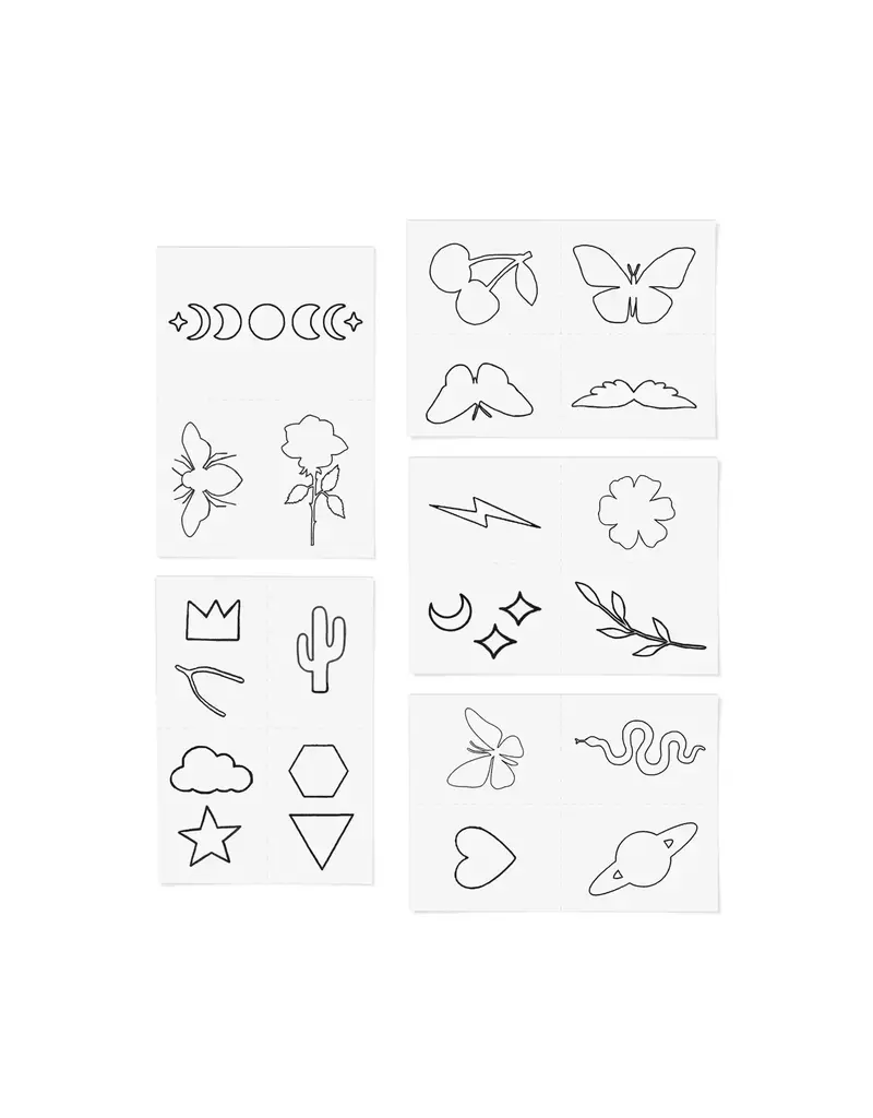 inkd by dani Hand Drawn Temporary Tattoos (outline pack)