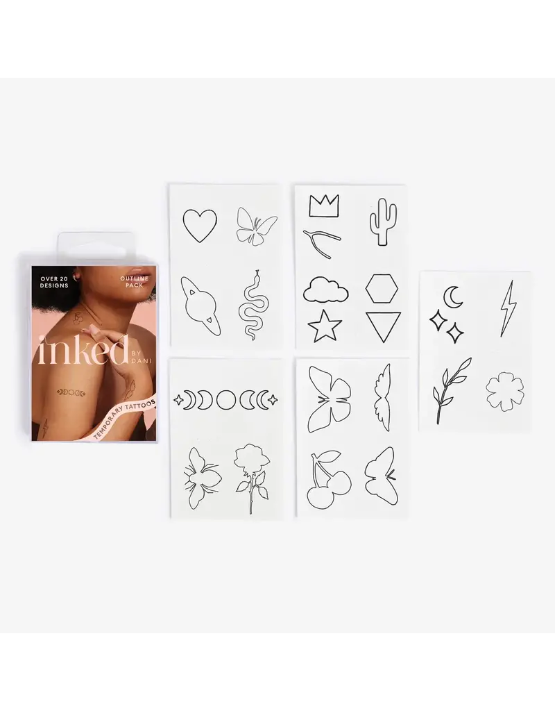 inkd by dani Hand Drawn Temporary Tattoos (outline pack)