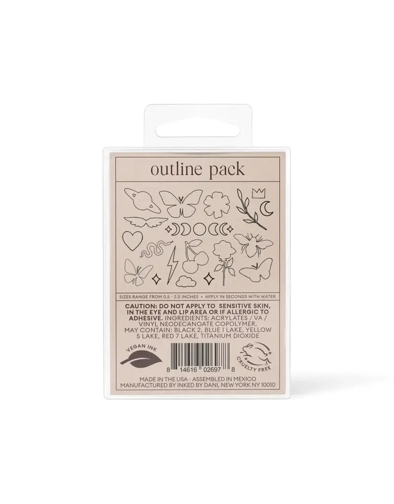 inkd by dani Hand Drawn Temporary Tattoos (outline pack)