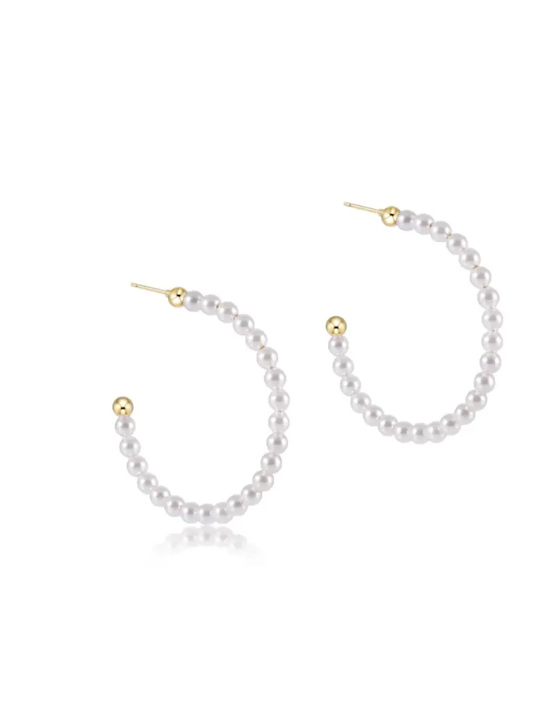 ENEWTON Beaded Gemstone Hoops 3mm Pearl