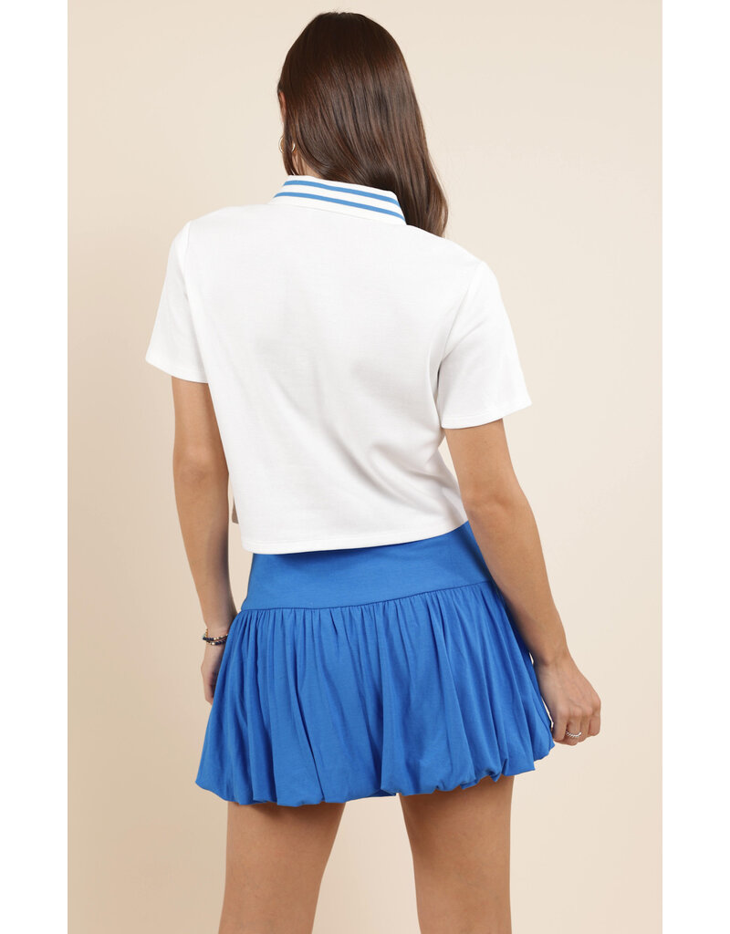 Sadie & Sage Courtside Striped Collar Polo Top
