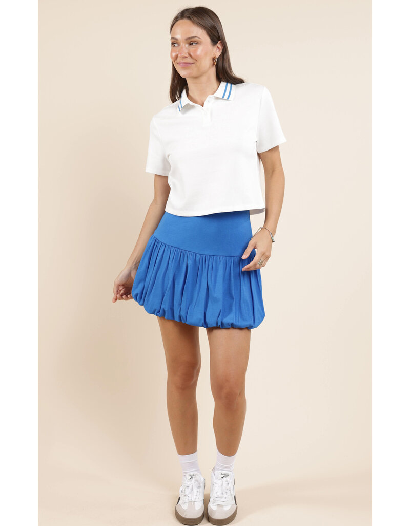 Sadie & Sage Courtside Striped Collar Polo Top