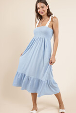 Sadie & Sage Delilah Constrast Tie Strap Smocked Midi Dress
