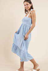 Sadie & Sage Delilah Constrast Tie Strap Smocked Midi Dress