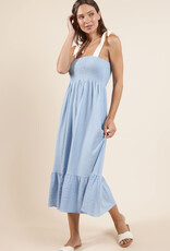 Sadie & Sage Delilah Constrast Tie Strap Smocked Midi Dress