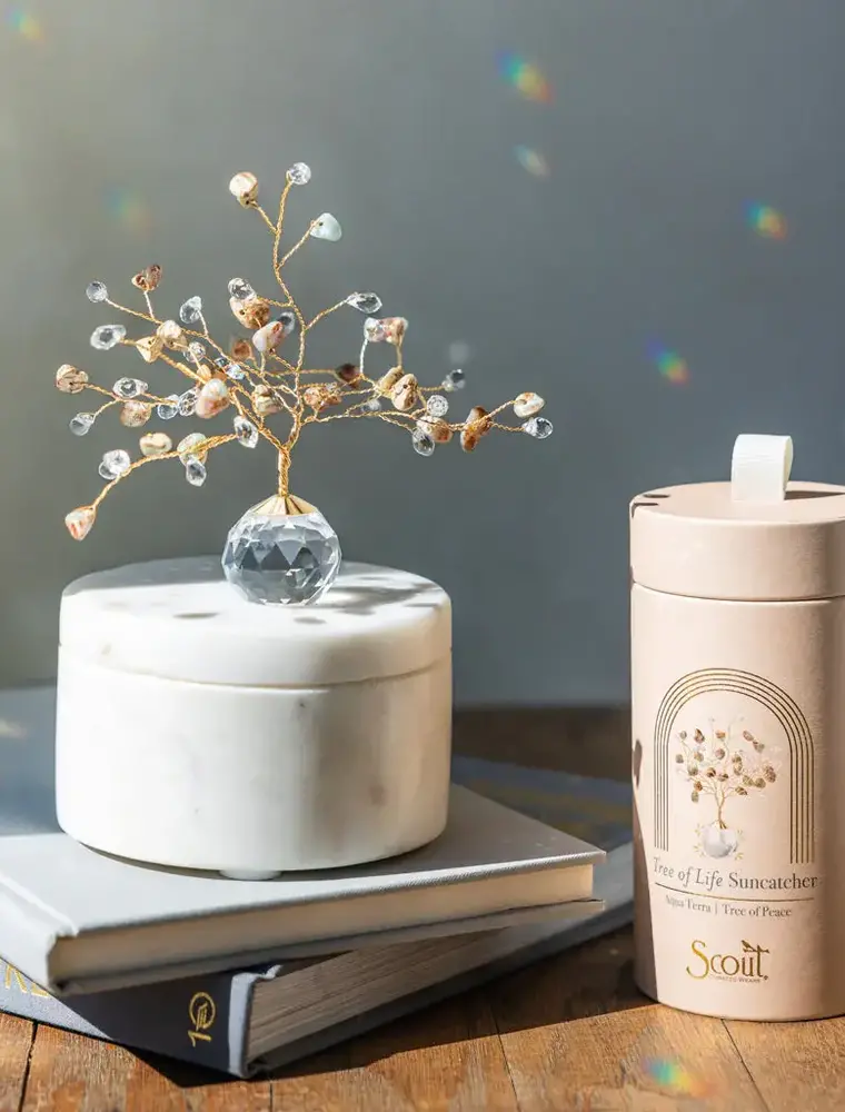 Scout Curated Wears Suncatcher Tree of Life - Rose Quartz/Love/Gold