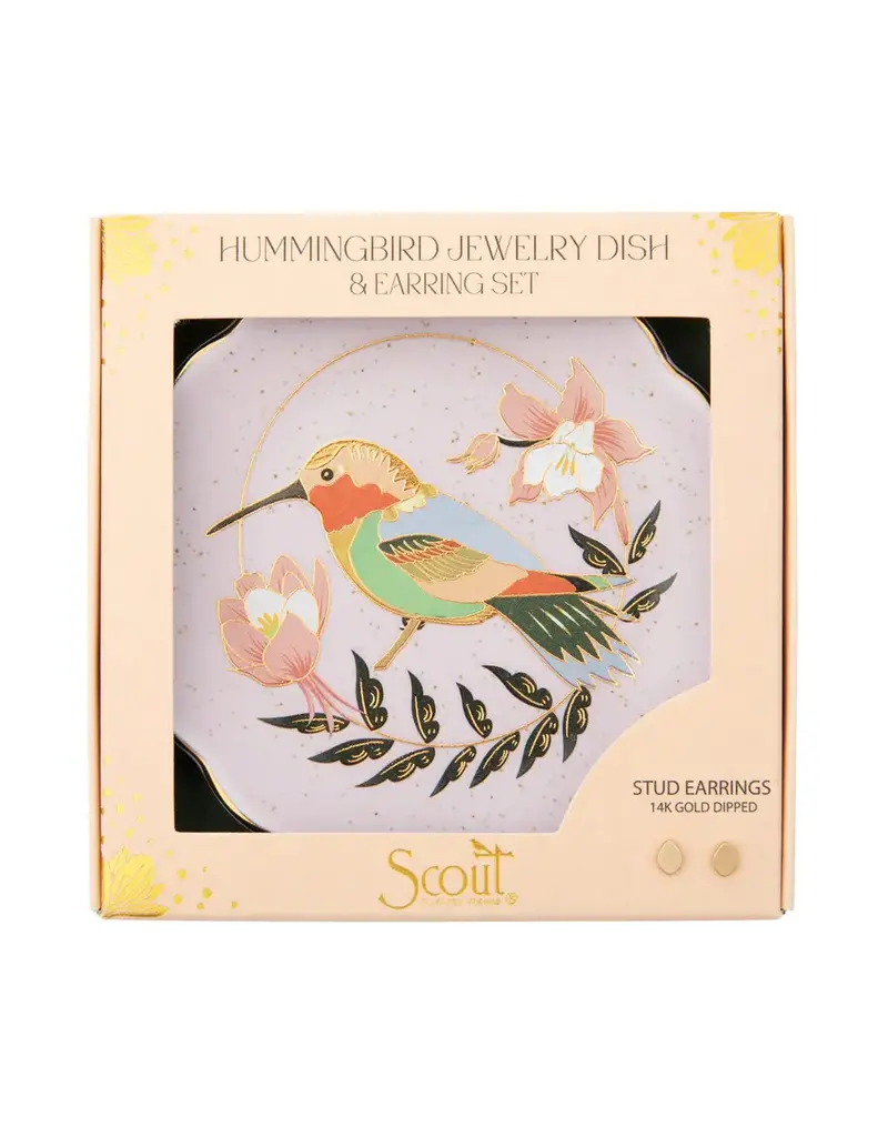 Scout Curated Wears Jewelry Dish & Stud Earring Set - Hummingbird/Lavender