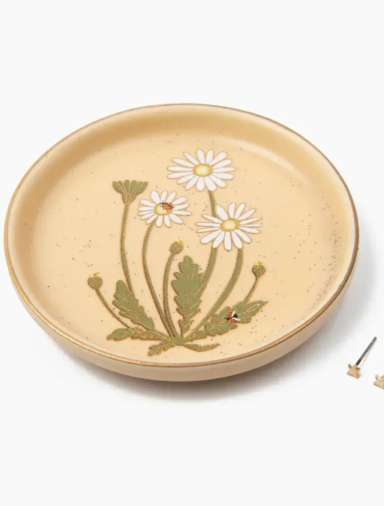Scout Curated Wears Jewelry Dish & Stud Earrings Set - Daisy/Vanilla