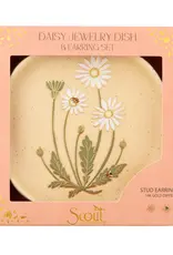 Scout Curated Wears Jewelry Dish & Stud Earrings Set - Daisy/Vanilla