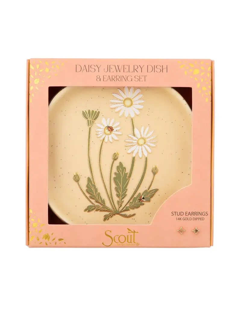 Scout Curated Wears Jewelry Dish & Stud Earrings Set - Daisy/Vanilla