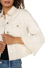 Liverpool Jacket With Wide Sleeves W/ Embroider Florals