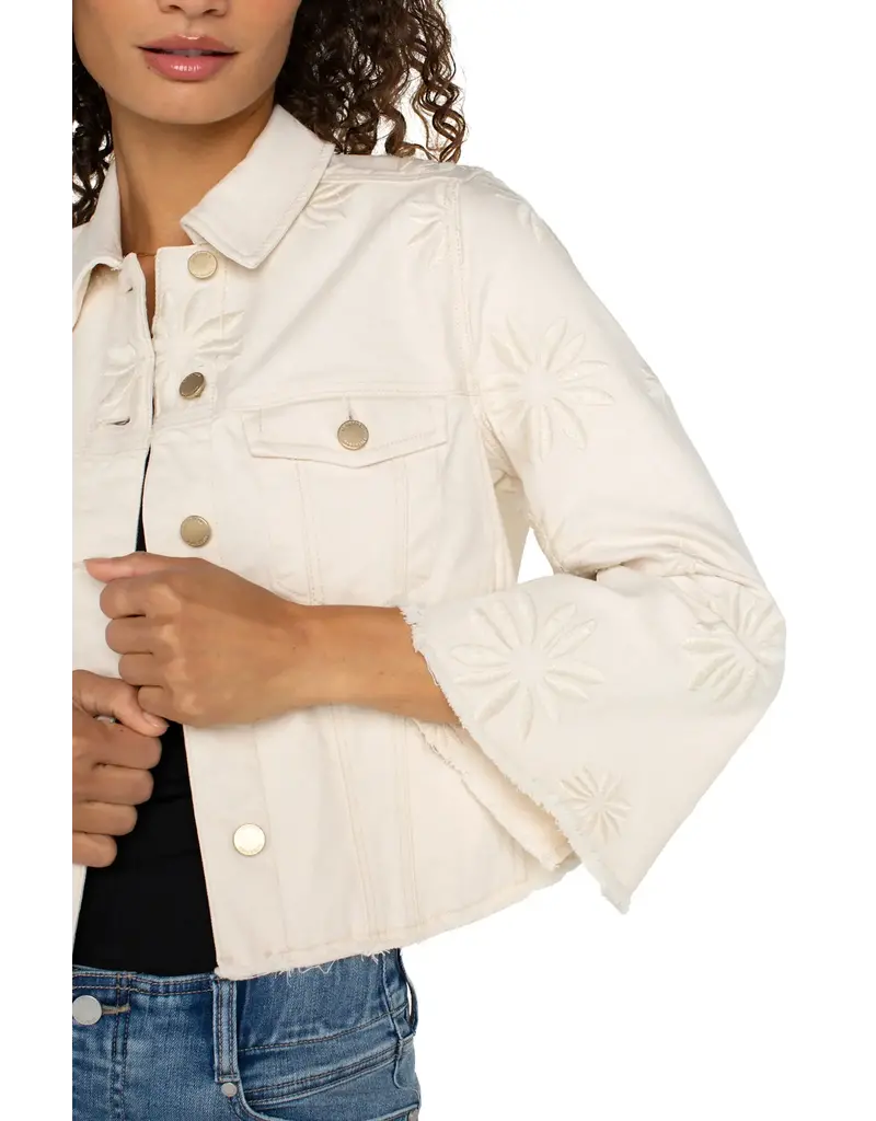 Liverpool Jacket With Wide Sleeves W/ Embroider Florals