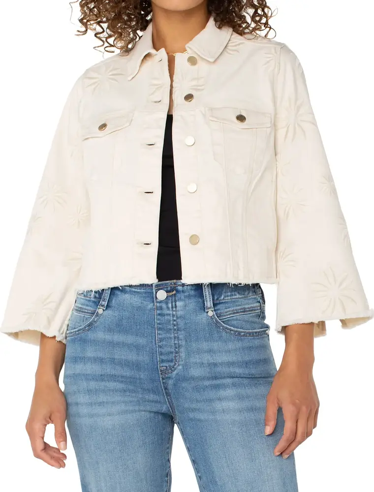 Liverpool Jacket With Wide Sleeves W/ Embroider Florals