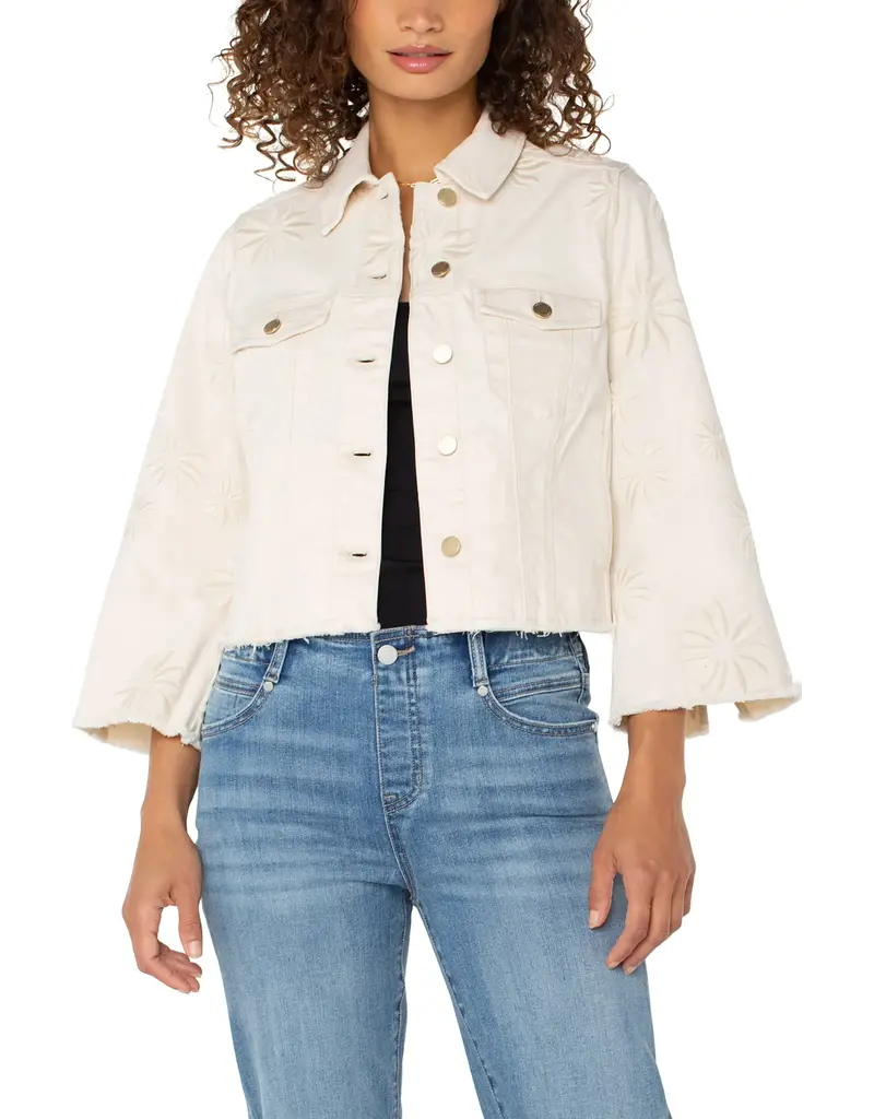 Liverpool Jacket With Wide Sleeves W/ Embroider Florals