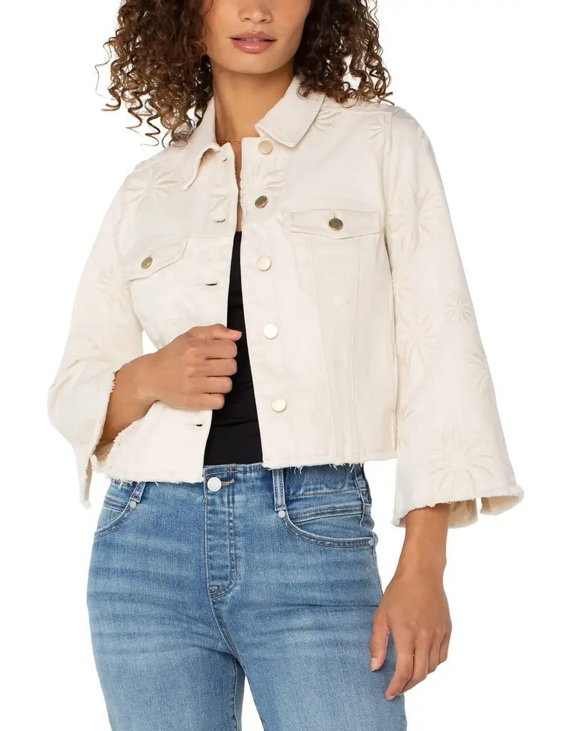 Liverpool Jacket With Wide Sleeves W/ Embroider Florals