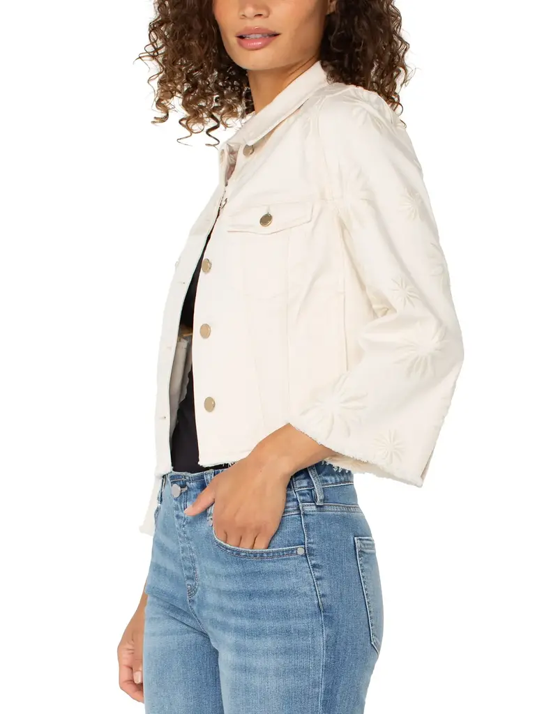 Liverpool Jacket With Wide Sleeves W/ Embroider Florals