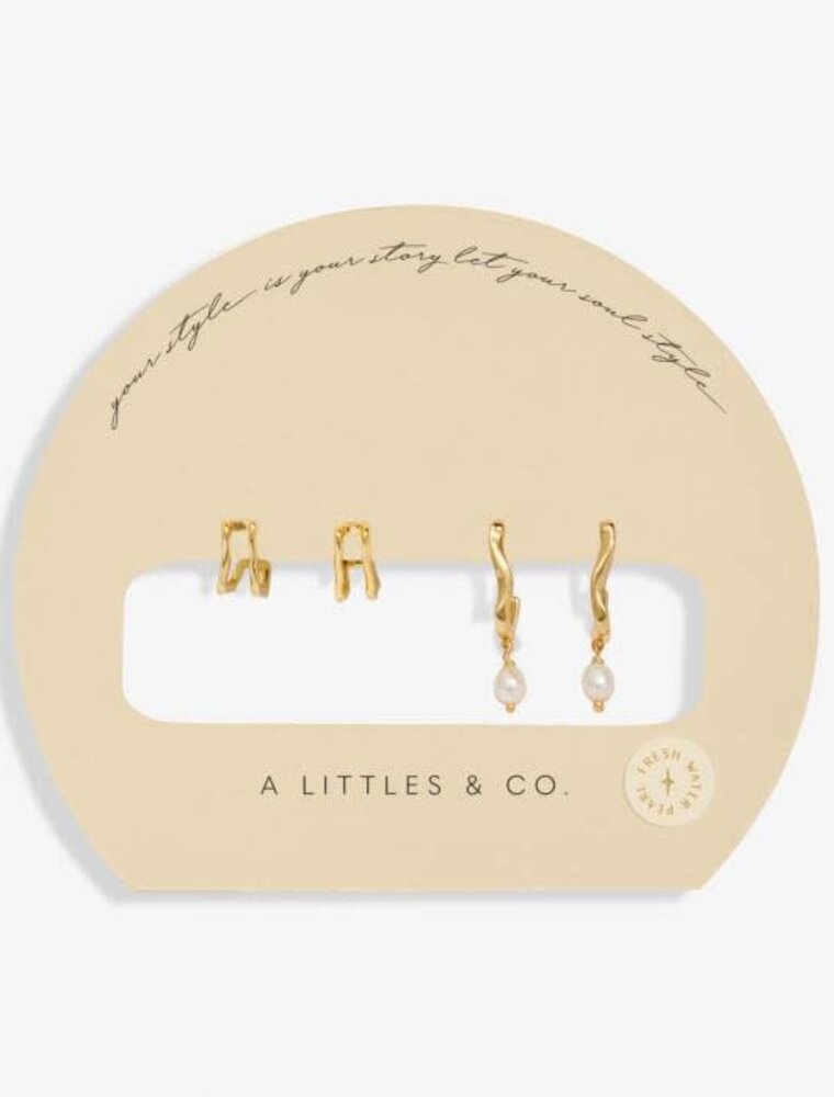 A Littles & Co. SOUL SHINE Set of 2 Textured Pearl Earrings