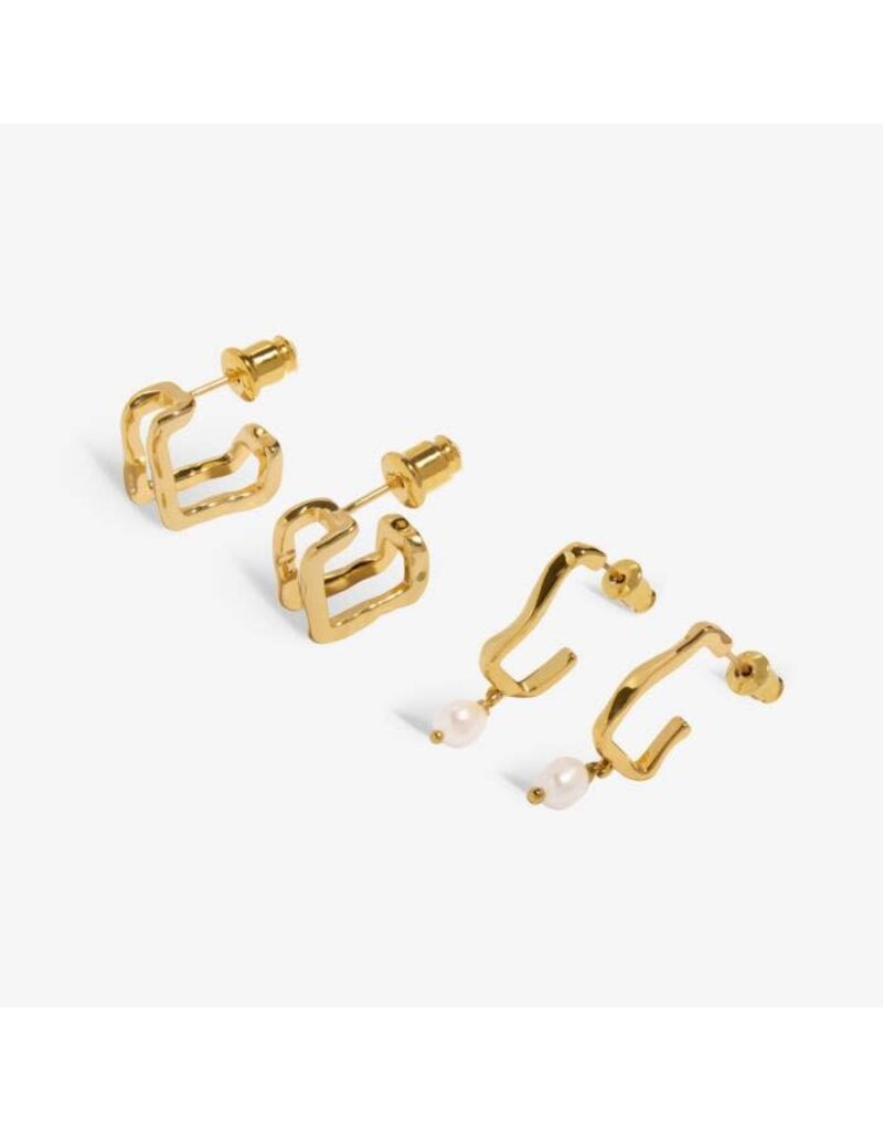 A Littles & Co. SOUL SHINE Set of 2 Textured Pearl Earrings