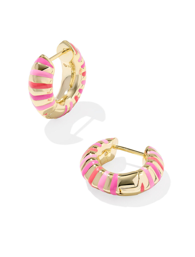 Kendra Scott Mikki Enamel Huggie Earring Gold Pink Mix