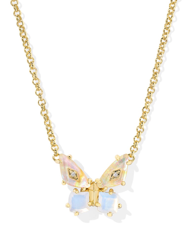 Kendra Scott Bianca Butterfly Pendant Necklace Gold White Mix