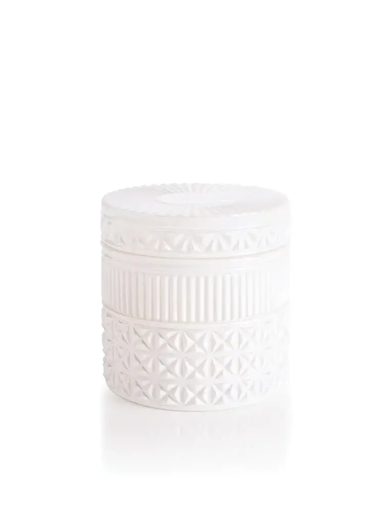 Capri Blue Volcano White Opal Gilded Faceted Jar