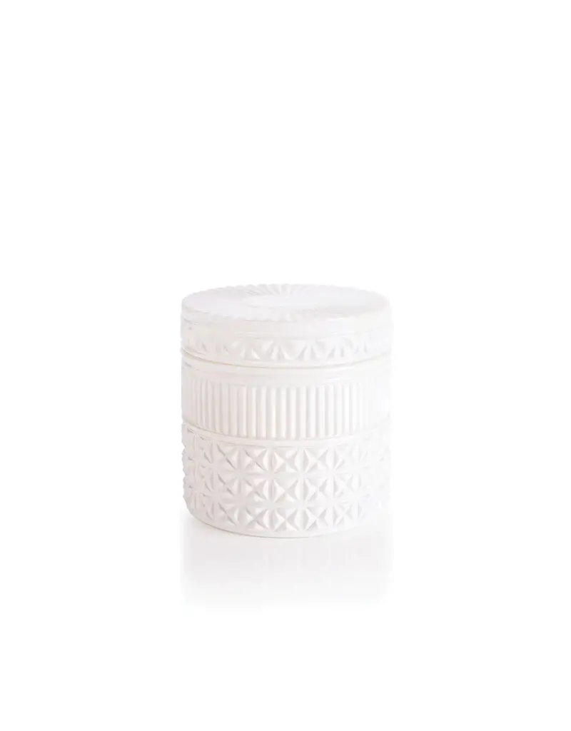 Capri Blue Volcano White Opal Gilded Faceted Jar