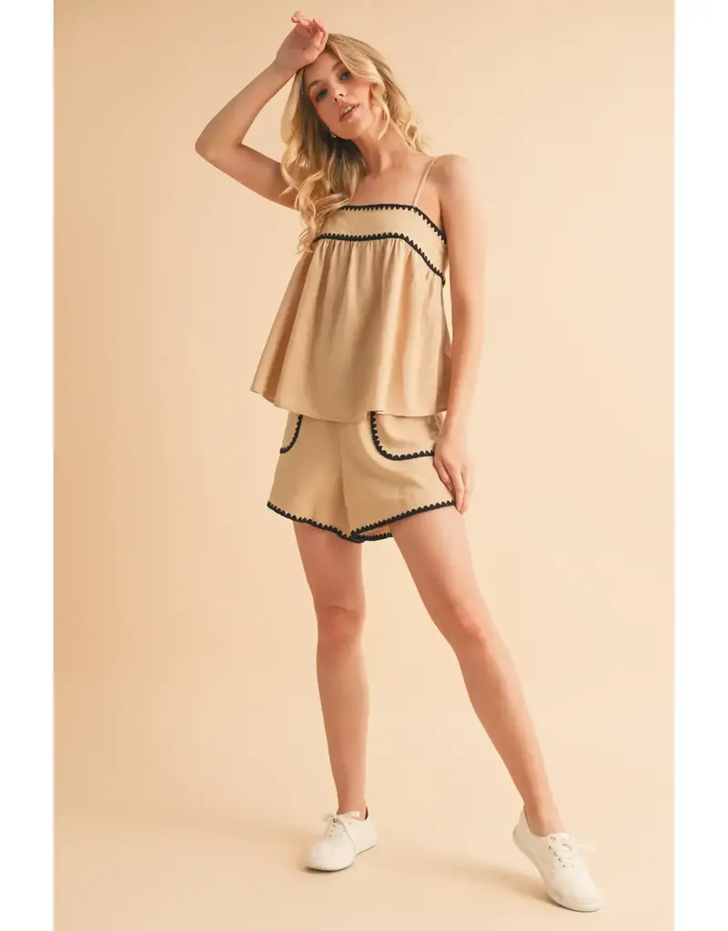 AEMI + CO Tacie Rickrack Trim Shorts