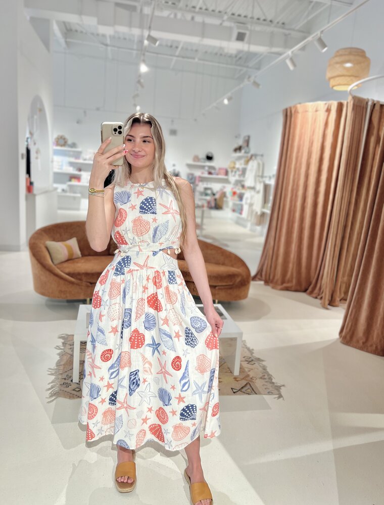 Sadie & Sage Seashells Side Cutout Maxi Dress