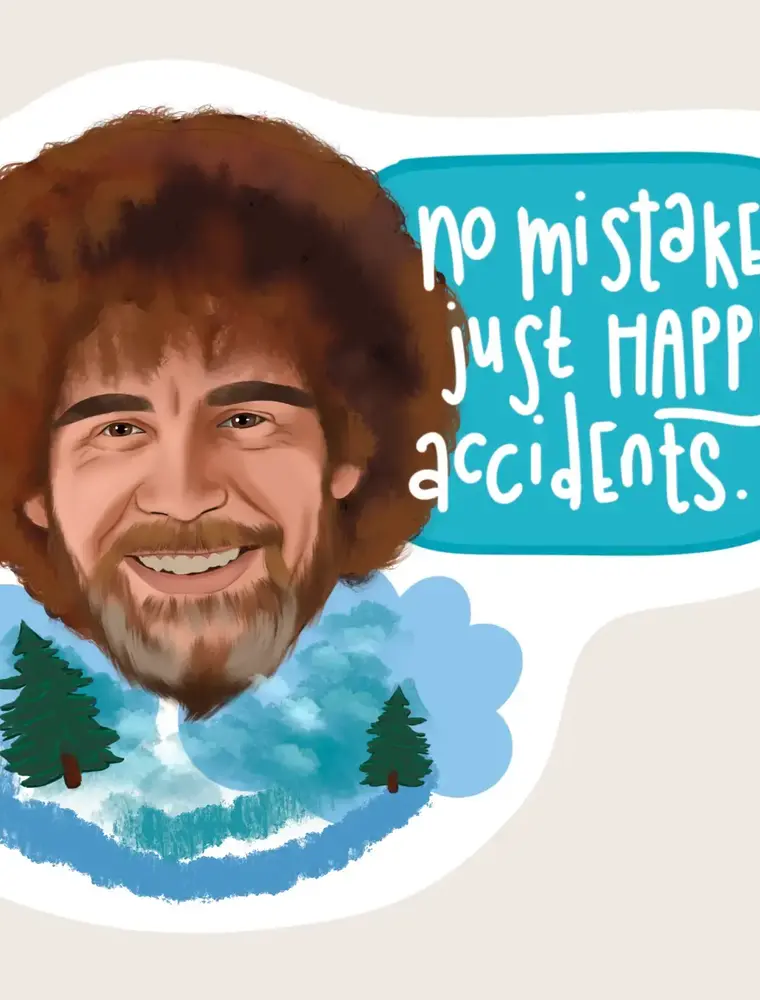 Cocollama Design Funny Bob Ross Sticker