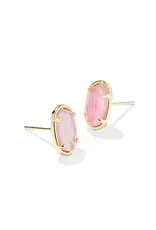 Kendra Scott Grayson Gold Stone Stud Earrings Pink Iridescent Mother-of-Pearl