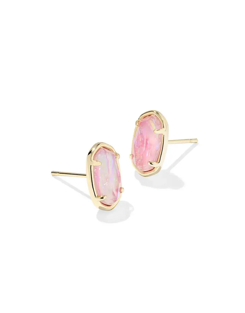 Kendra Scott Grayson Gold Stone Stud Earrings Pink Iridescent Mother-of-Pearl