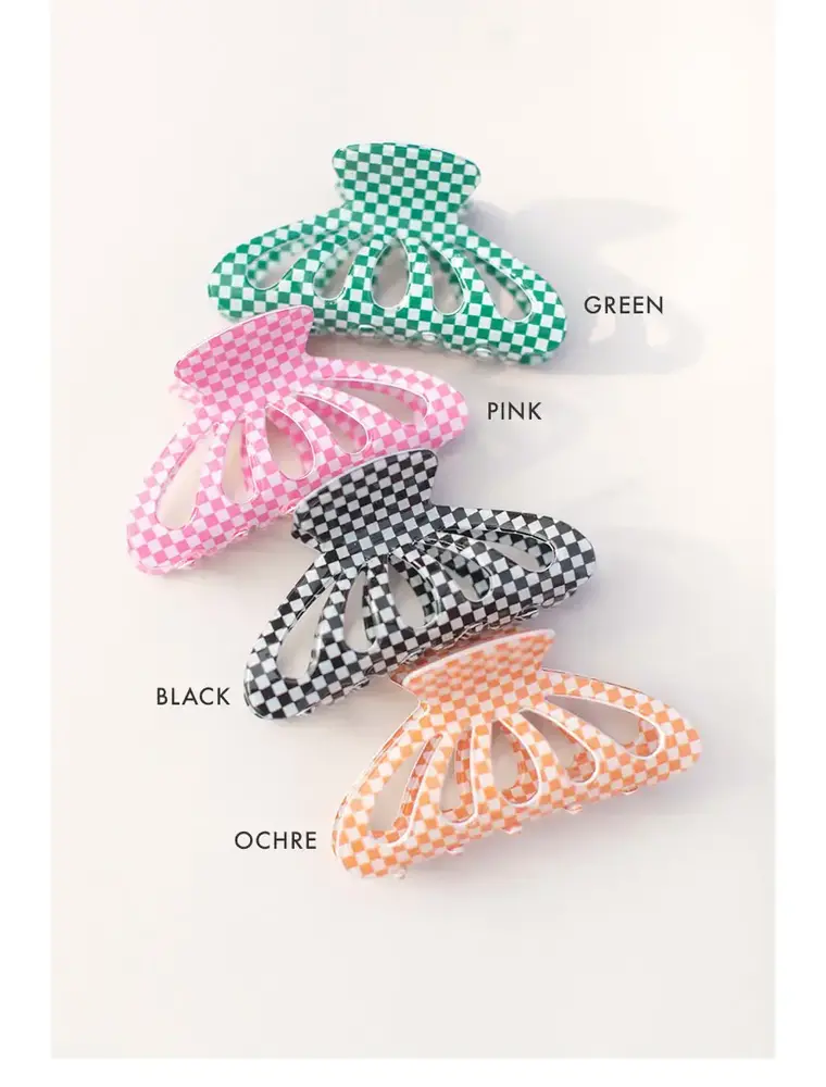 Space 46 Wholesale Checker Butterfly Hair Clip Pink