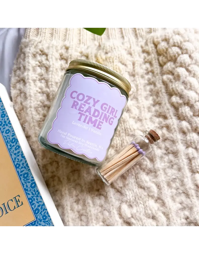 Palm Creative Cozy Girl Reading Time Candle 7oz.