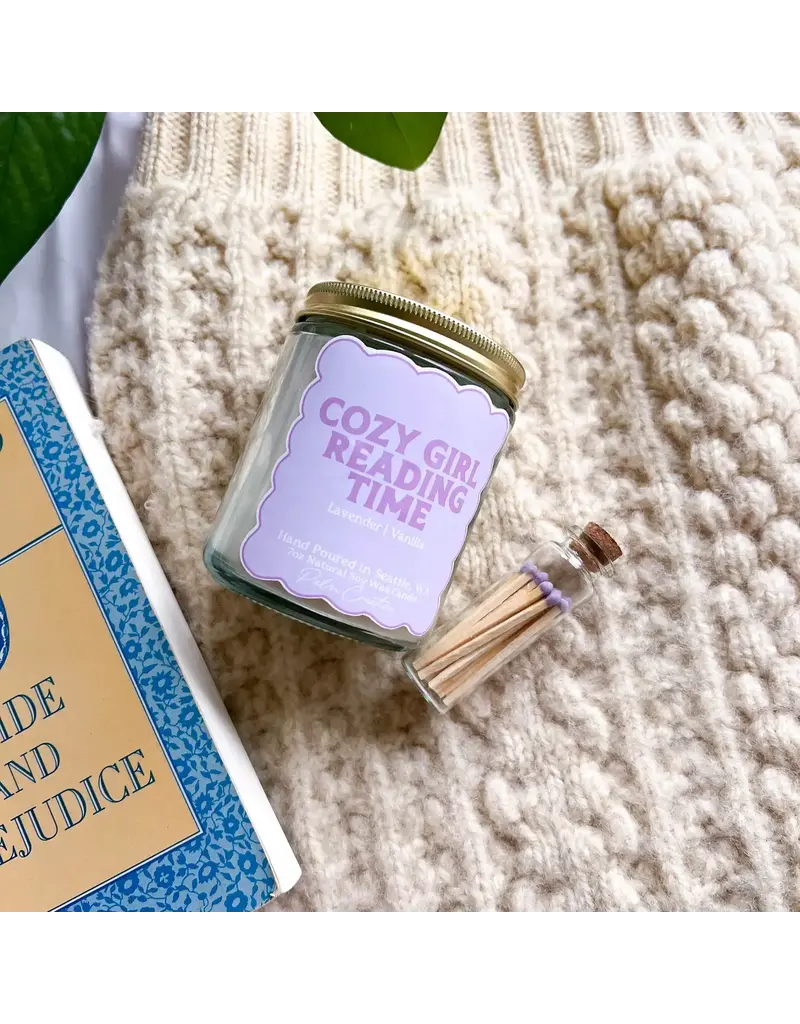 Palm Creative Cozy Girl Reading Time Candle 7oz.