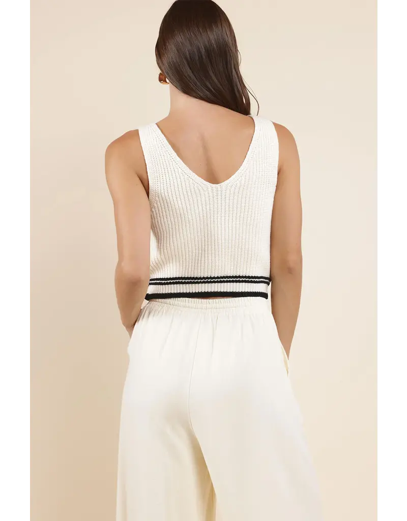 Sadie & Sage Lou Striped Hem Button Sweater Vest