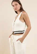 Sadie & Sage Lou Striped Hem Button Sweater Vest
