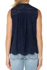 Liverpool Sleeveless Pintuck Woven Top